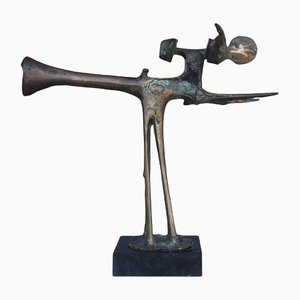 Escultura abstracta de bronce de Wim Rijvers, años 80