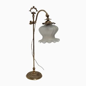 Lámpara de mesa catalana modernista de bronce, década de 1900