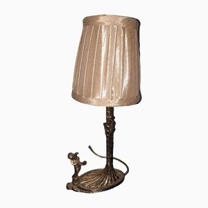 Art Deco Italian Brass Lamp with Cherub