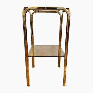 Golden Flower Stool With Two Glass Trays, 1970s