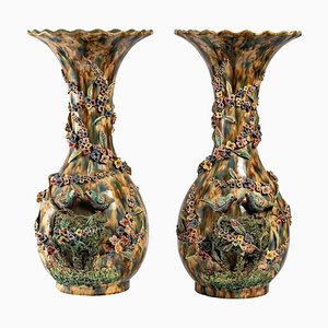 Ovoid Barbotine Vases, Set of 2