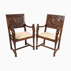 Neo-Gothic Ceremonial Chairs in Solid Walnut