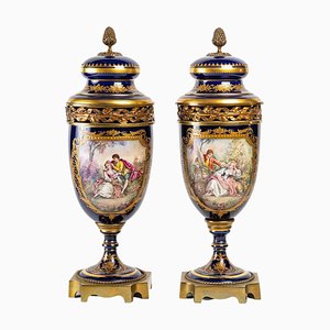 Porcelain Covered Vases from Sèvres, Set of 2