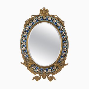 Decorative Mirror in Bronze and Enamel Сloisonné