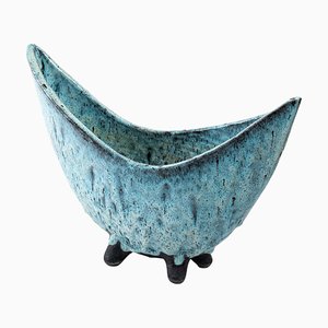 Blue Pottery Planter from Accolay, 1970s