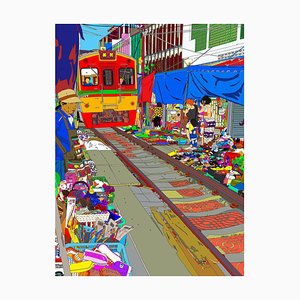 Marco Santaniello, Melkong Train Market, 2018, Digitaldruck auf Leinwand