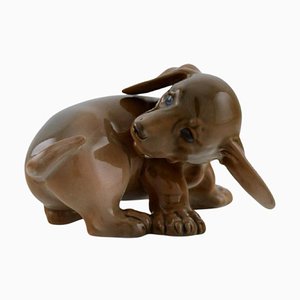 Figura de cachorro de perro salchicha de porcelana de Royal Copenhagen
