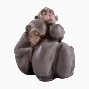 Porcelain Figure of Sleeping Monkeys from Bing & Grøndahl