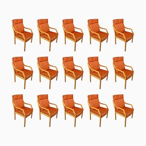 Modern Armchairs in Cognac Leather by Walter Knoll, 1970s, Set of 16