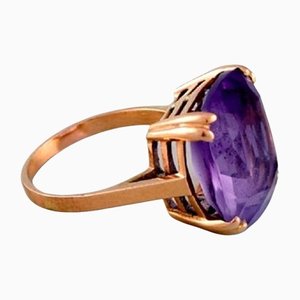 Art Deco Ring in 18K Gold with Amethyst