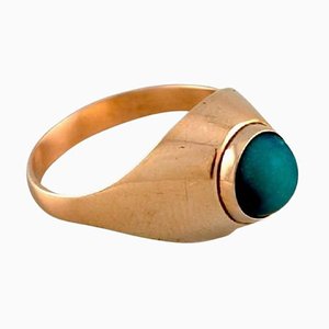 Vintage Ring in 14 Carat Gold Adorned With Turquoise, Scandinavia