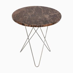 Mini Brown Emperador Marble and Steel Tall O Table from Ox Denmarq