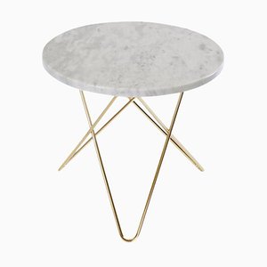 Mini White Carrara Marble and Brass O Table from Ox Denmarq
