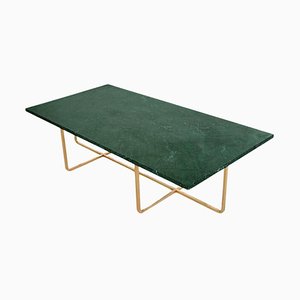 Grande Table Ninety en Marbre Vert Indio et Laiton par Ox Denmarq