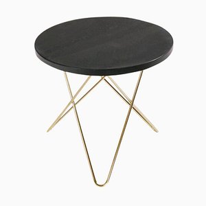 Mini Black Slate and Brass O Table by Ox Denmarq
