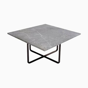 Medium Grey Marble and Black Steel Ninety Table by Ox Denmarq