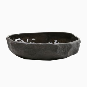 Large Flat Bowl in Black Basalt from the Crockery Series by Max Lamb for 1882 Ltd