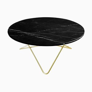 Large Black Marquina Marble and Brass O Coffee Table by Ox Denmarq
