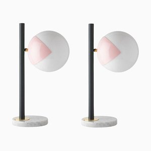 Pink Dimmable Pop-Up Black Table Lamps by Magic Circus Editions, Set of 2