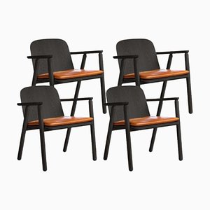 Black with Natural Leather Valo Lounge Chairs by Made by Choice, Set of 4