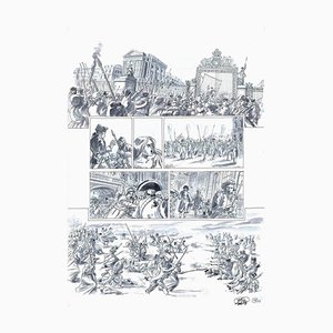 Vincenzo Bizzarri, Conquest of Versailles, Ink & Watercolor on Paper, 2019