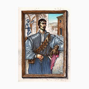 Vincenzo Bizzarri, Benvenuto Cellini with Gloves, Original Ink & Markers on Paper, 2015