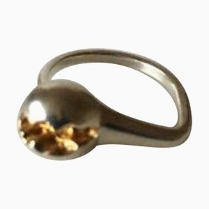 Sterling Silver Modern No 341 Ring with Gilded Piece from Georg Jensen