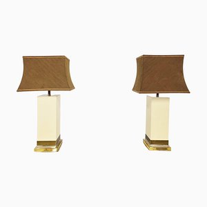 Vintage Brass Table Lamps by Jean Claude Mahey, 1970s, Set of 2