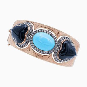 Turquoise Bracelet in 14K Rose Gold and Silver