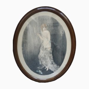 Louis Icart, Bed Time, 1920s, Original Etching, Framed
