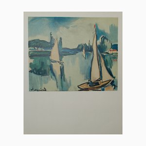 After Maurice De Vlaminck, Sailboats on the Seine, 1958, Litografia