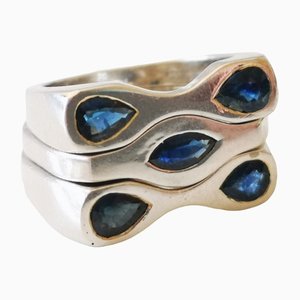 18k Gold Interchangeable Rings with Sapphire, Set of 3