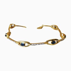 Bracelet in 18k Yellow Gold with Sapphire and Diamond