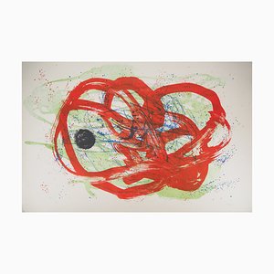 Joan Miro, Red and Green on Blue Lavish, Original Lithograph