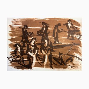 Jean Helion, People at the Harbour, Lithograph
