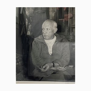 André VIllers, Pablo Picasso with His Arms Crossed, 1961, Silver Print