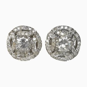 18k White Gold Diamond Earrings, Set of 2