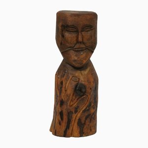 Jean Faucherre, The Wise Man, 1990, Carved Wood Sculpture