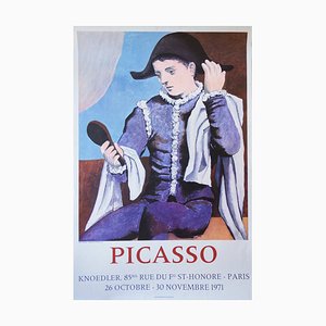 Después de Pablo Picasso, Arlequín con espejo, 1971, Litografía en color