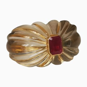 Rock Crystal, Ruby ​​& Gold Ring