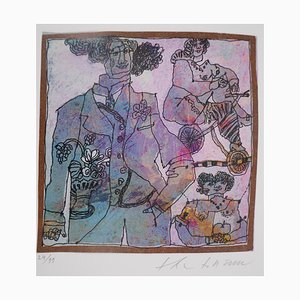 Theo Tobiasse, A Strange Party, Original Lithographie in Bleistift
