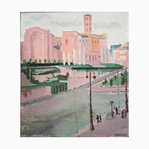 Jules Cavailles, Vue du Forum le Colisée, 1926, Huile sur Toile