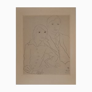Léonard Foujita, The Bride and Groom, Grabado original, 1926