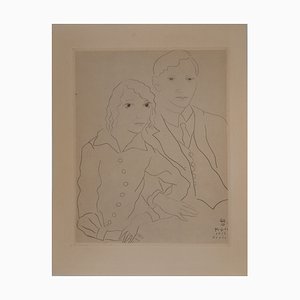 Léonard Foujita, The Bride and Groom, Original Etching, 1926