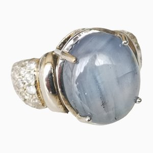 18K Gold Ring with Light Blue Unheated Sapphire