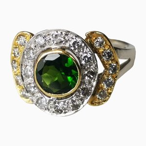 18-Karat Yellow and White Gold, Diopside and Diamond Ring