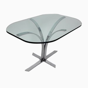 German Glass and Chrome Dining Table, 1960s