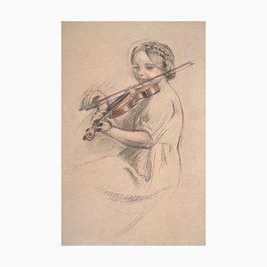 Maurice Denis, violinista, inizio XX secolo, Litografia originale