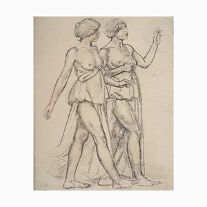 Maurice Denis, Two Nudes Walking, principios del siglo XX, litografía original