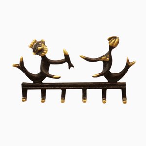 Brass Neptune and Mermaid Wall Hook by Walter Bosse for Hertha Baller, 1955